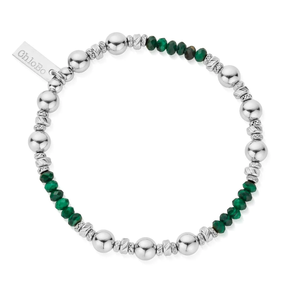 ChloBo Wandering Free Sterling Silver Sparkle Malachite Bracelet