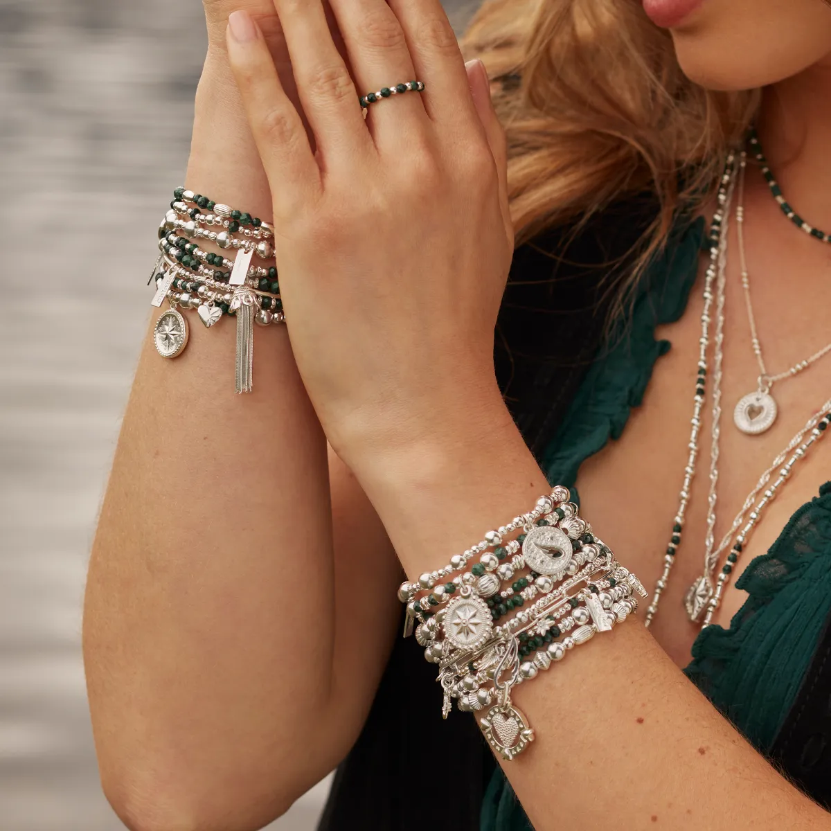 ChloBo Wandering Free Sterling Silver Sparkle Malachite Bracelet