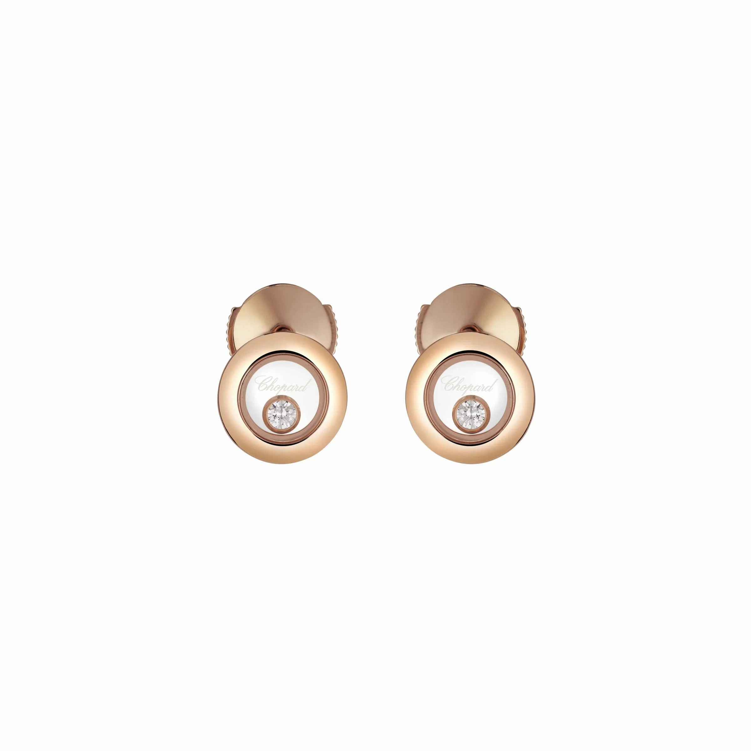 Chopard Happy Diamonds Icons 18ct Rose Gold 0.10ct Diamond Stud Earrings