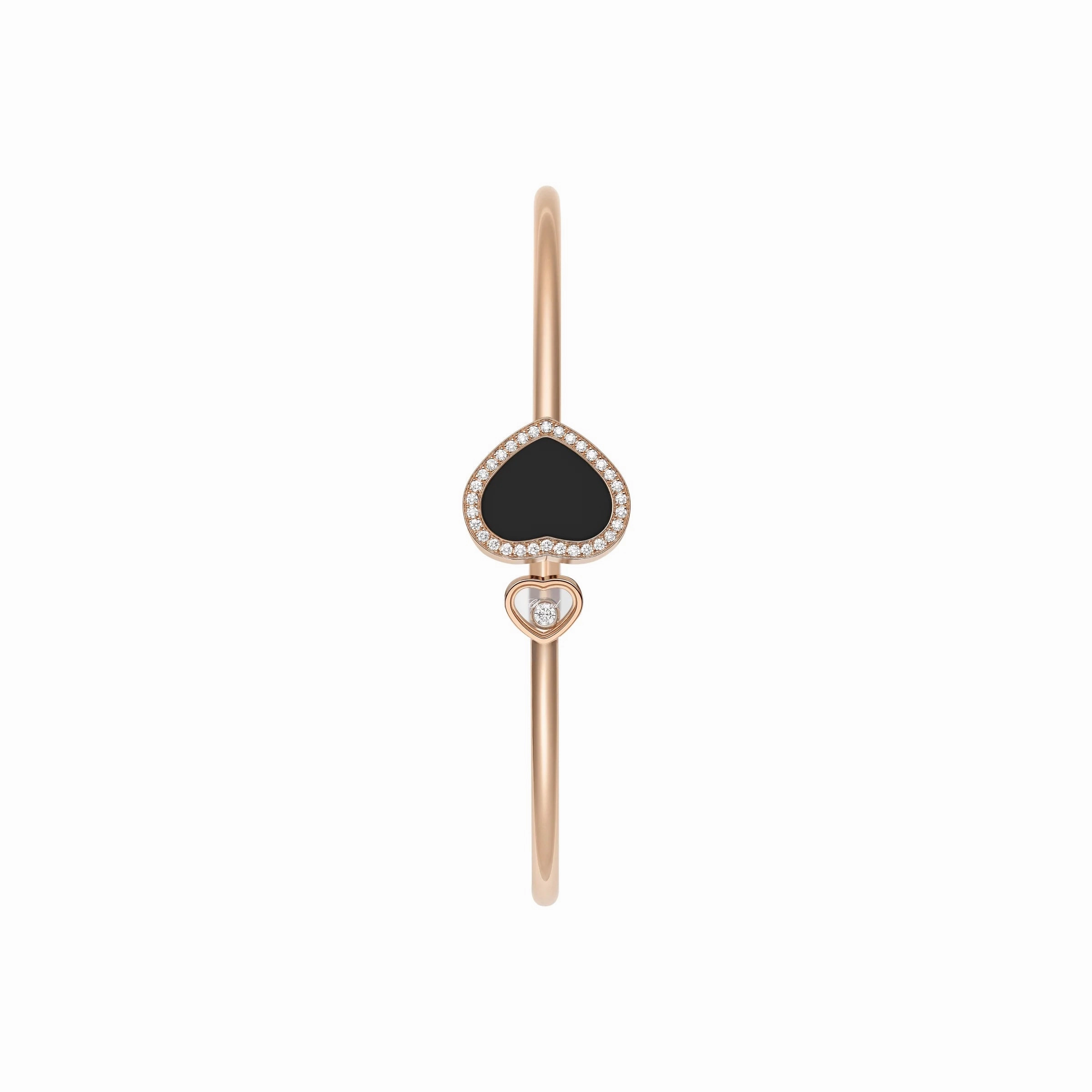 Chopard Happy Hearts 18ct Rose Gold 0.19ct Diamond Onyx Bangle