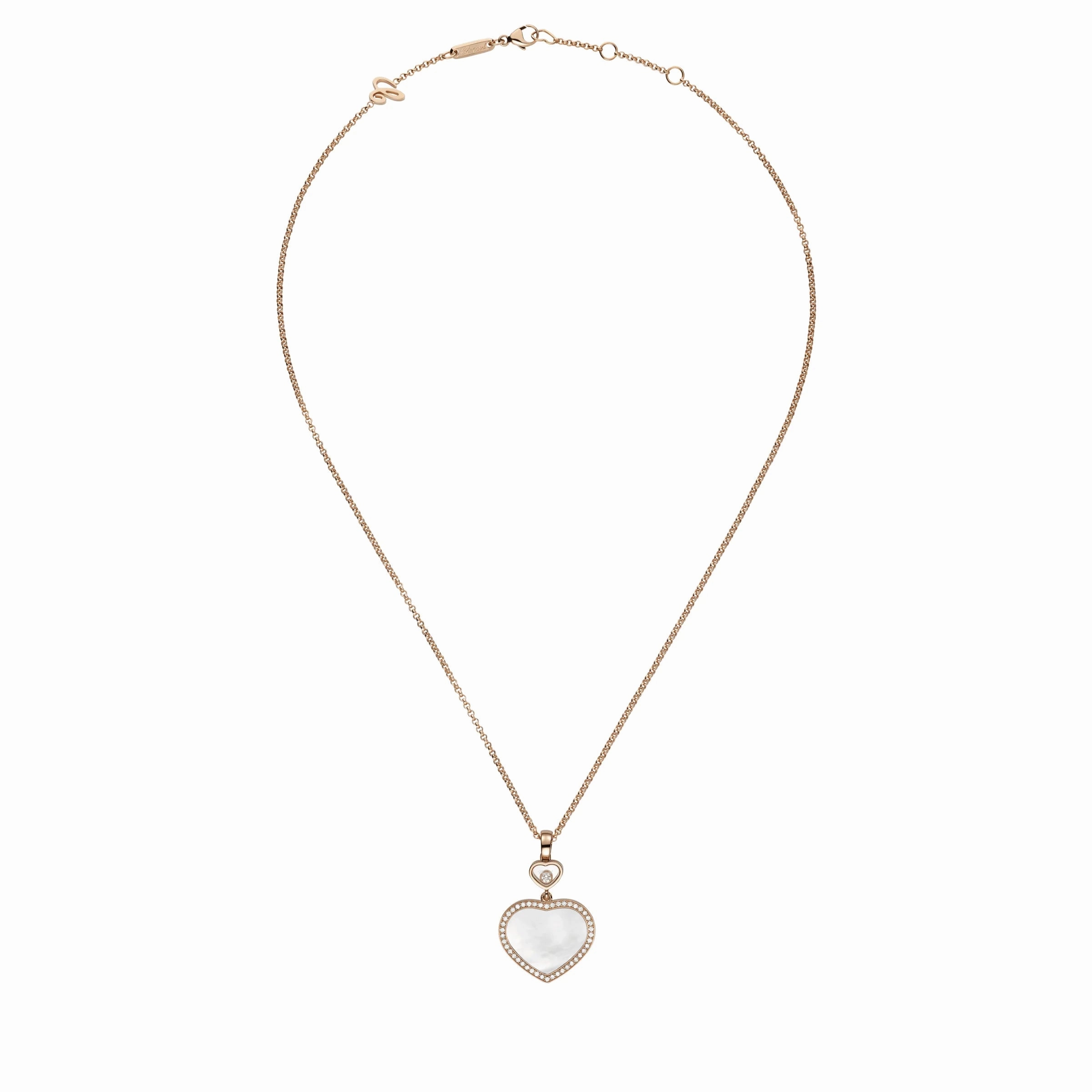 Chopard Happy Hearts 18ct Rose Gold 0.24ct Diamond Mother of Pearl Pendant