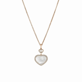 Chopard Happy Hearts 18ct Rose Gold 0.24ct Diamond Mother of Pearl Pendant