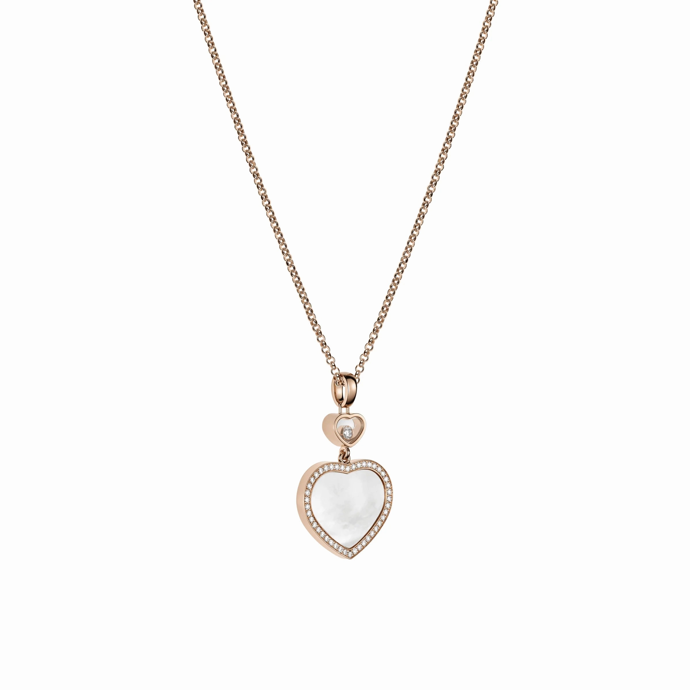 Chopard Happy Hearts 18ct Rose Gold 0.24ct Diamond Mother of Pearl Pendant