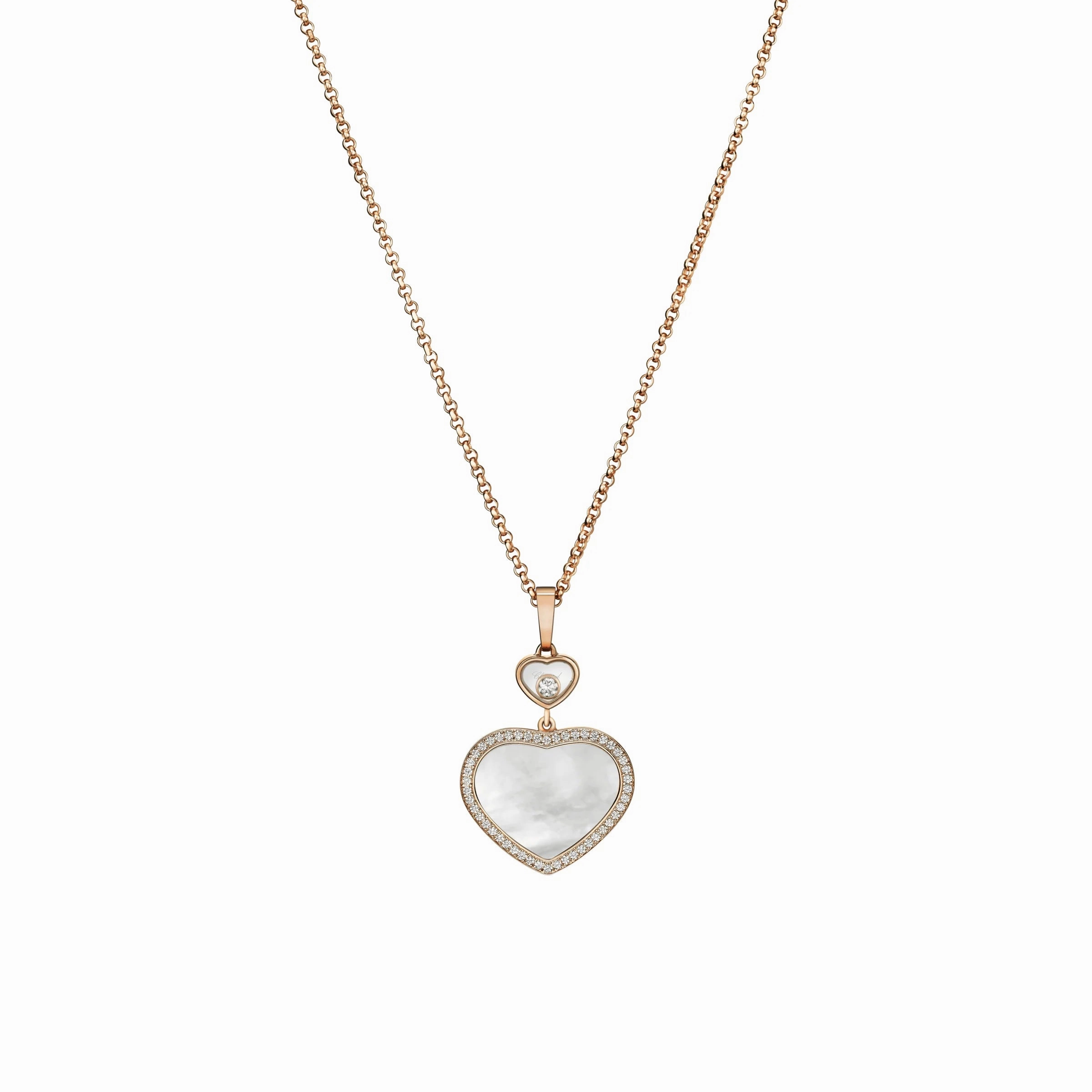 Chopard Happy Hearts 18ct Rose Gold 0.24ct Diamond Mother of Pearl Pendant