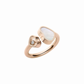 Chopard Happy Hearts 18ct Rose Gold Diamond Mother of Pearl Ring