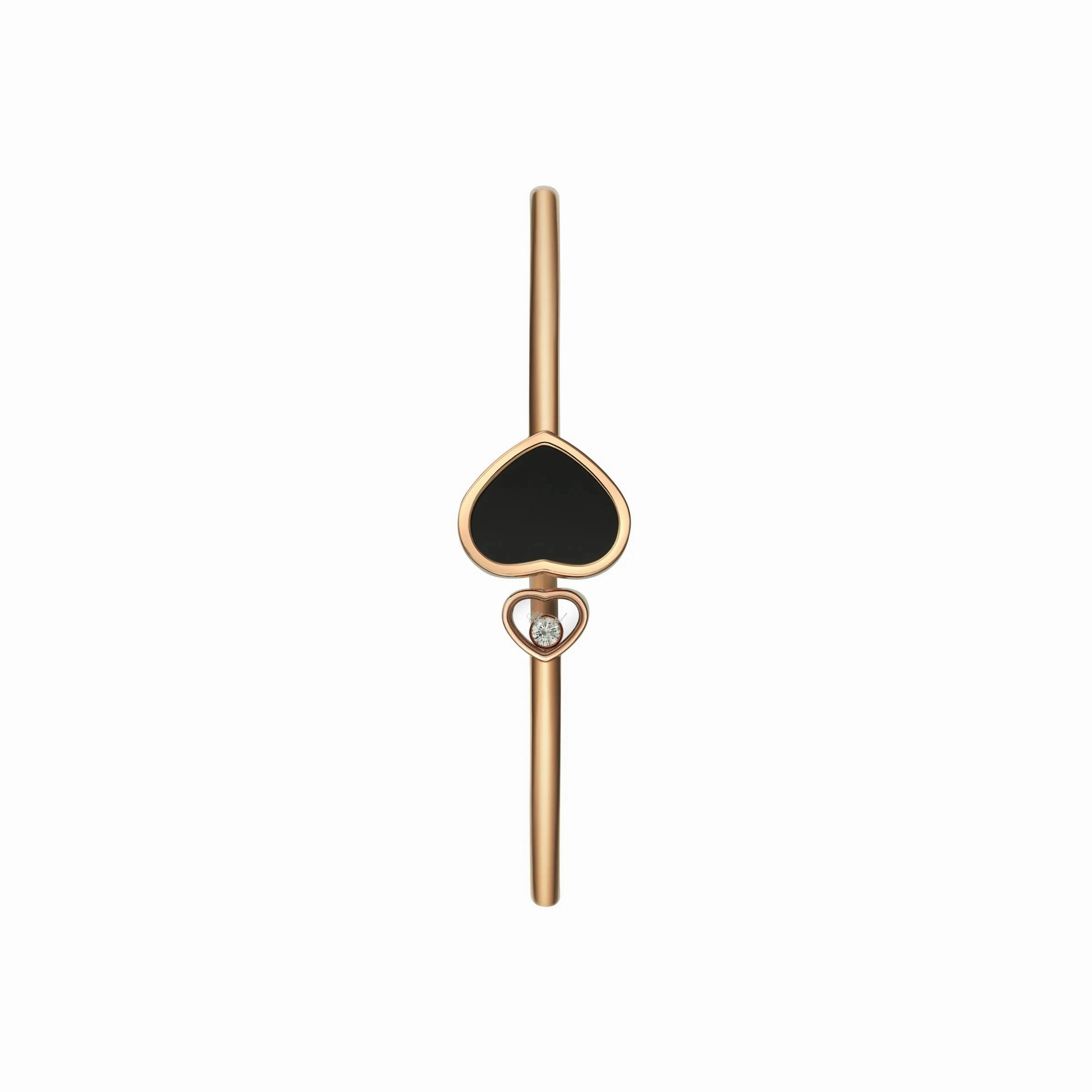 Chopard Happy Hearts 18ct Rose Gold Diamond Onyx Bangle