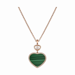 Chopard Happy Hearts 18ct Rose Gold Malachite 0.32ct Diamond Necklace