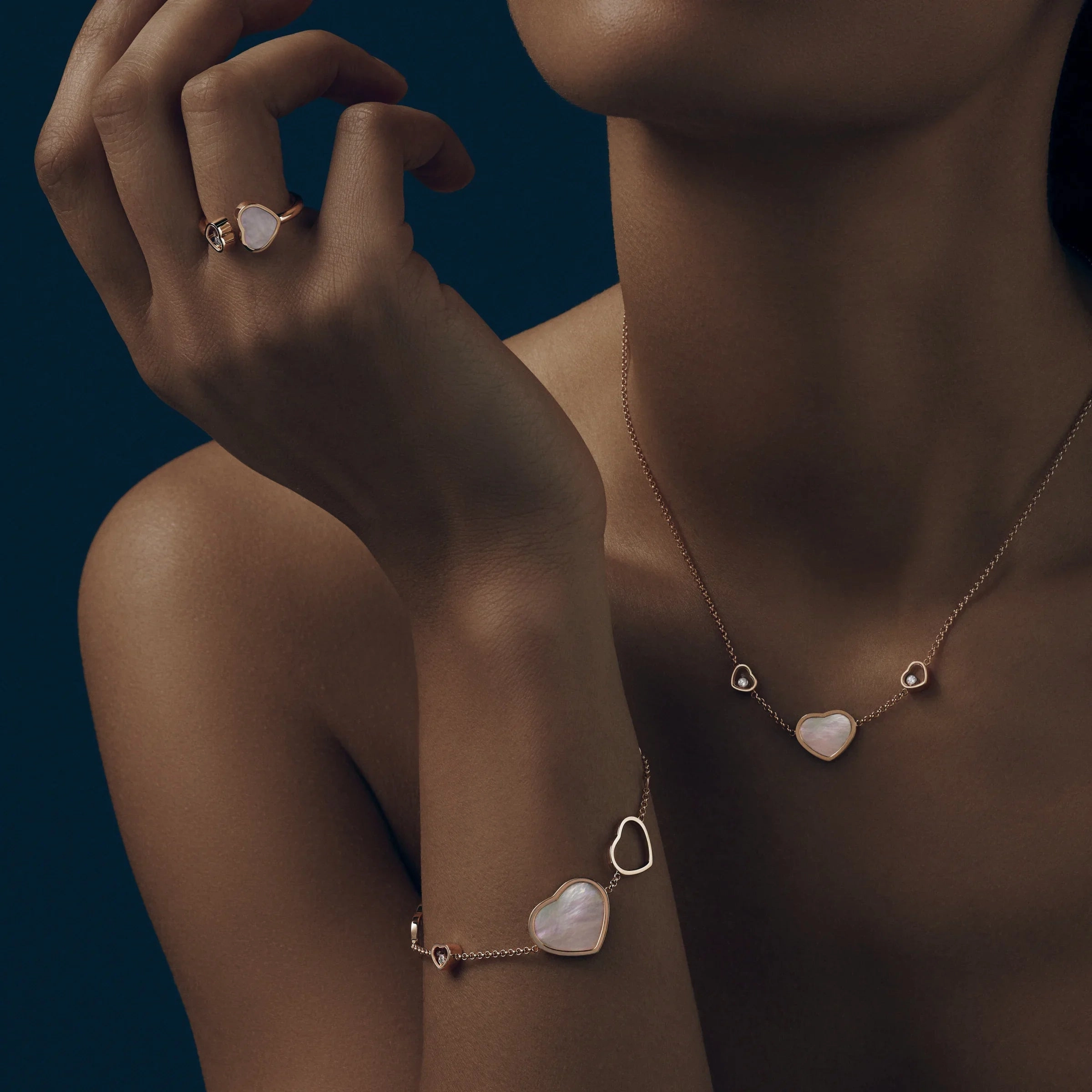 Chopard Happy Hearts 18ct Rose Gold Mother Of Pearl Necklace
