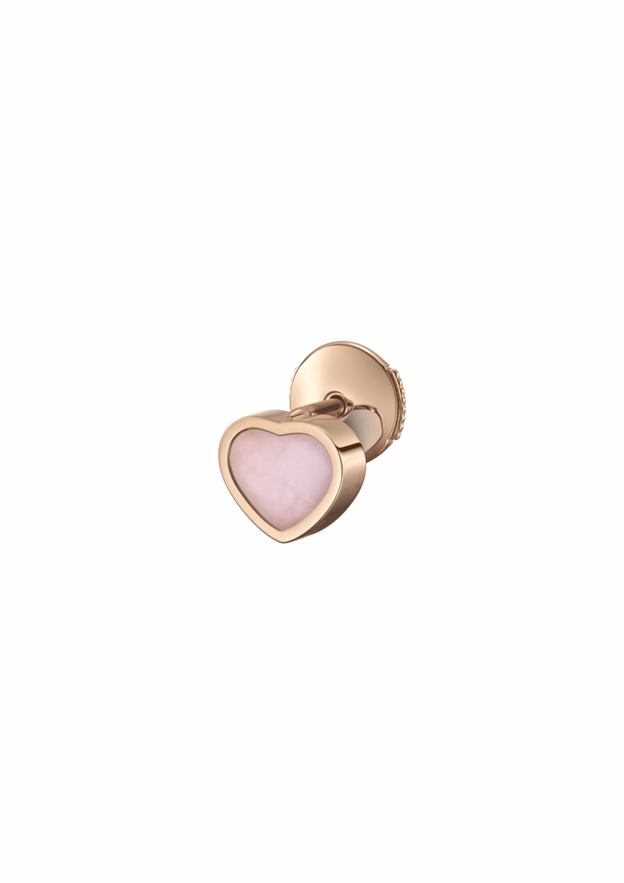 Chopard Happy Hearts 18ct Rose Gold Pink Opal Single Earring