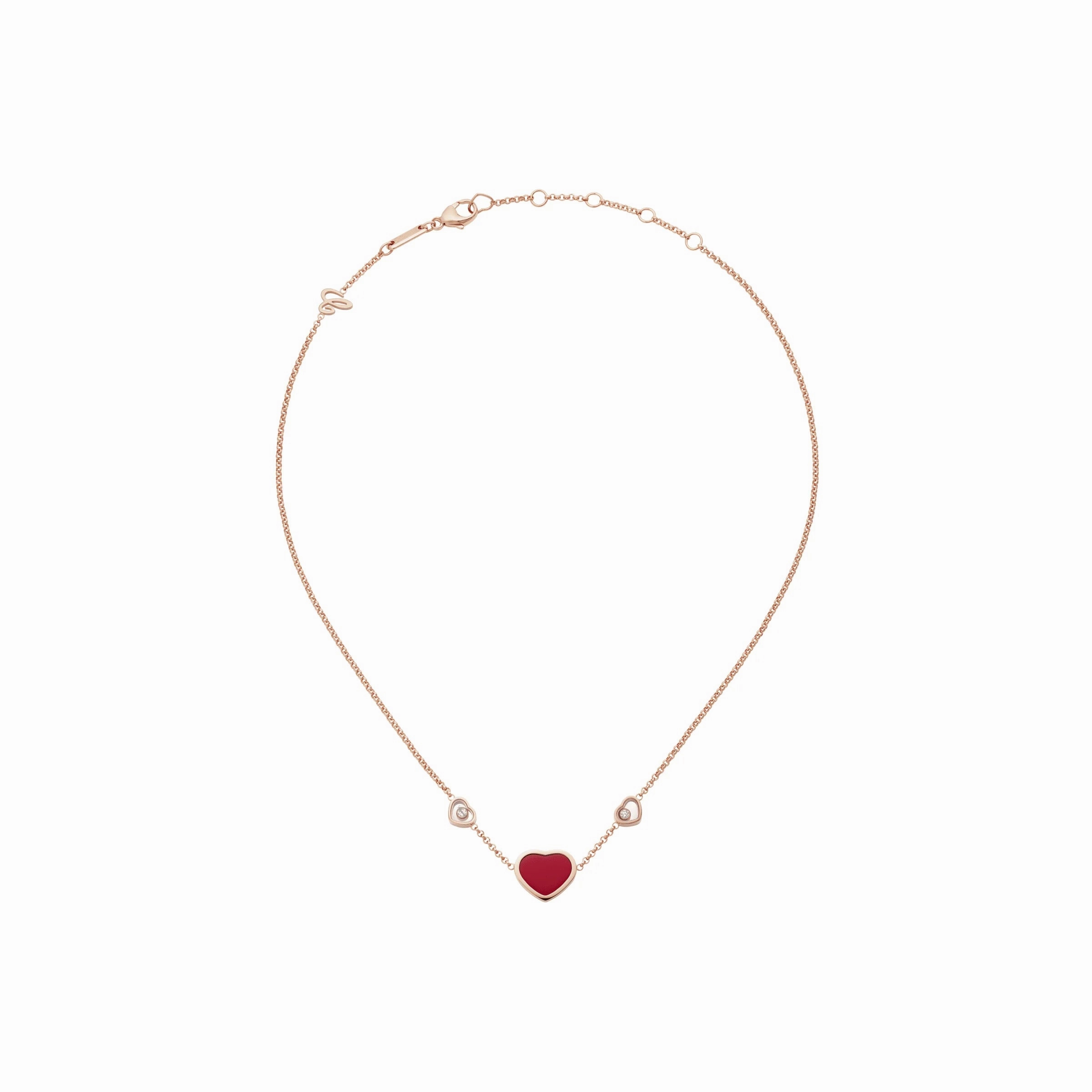 Chopard Happy Hearts 18ct Rose Gold Red Stone Necklace