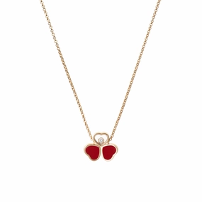 Chopard Happy Hearts Wings 18ct Rose Gold Red Stone Necklace