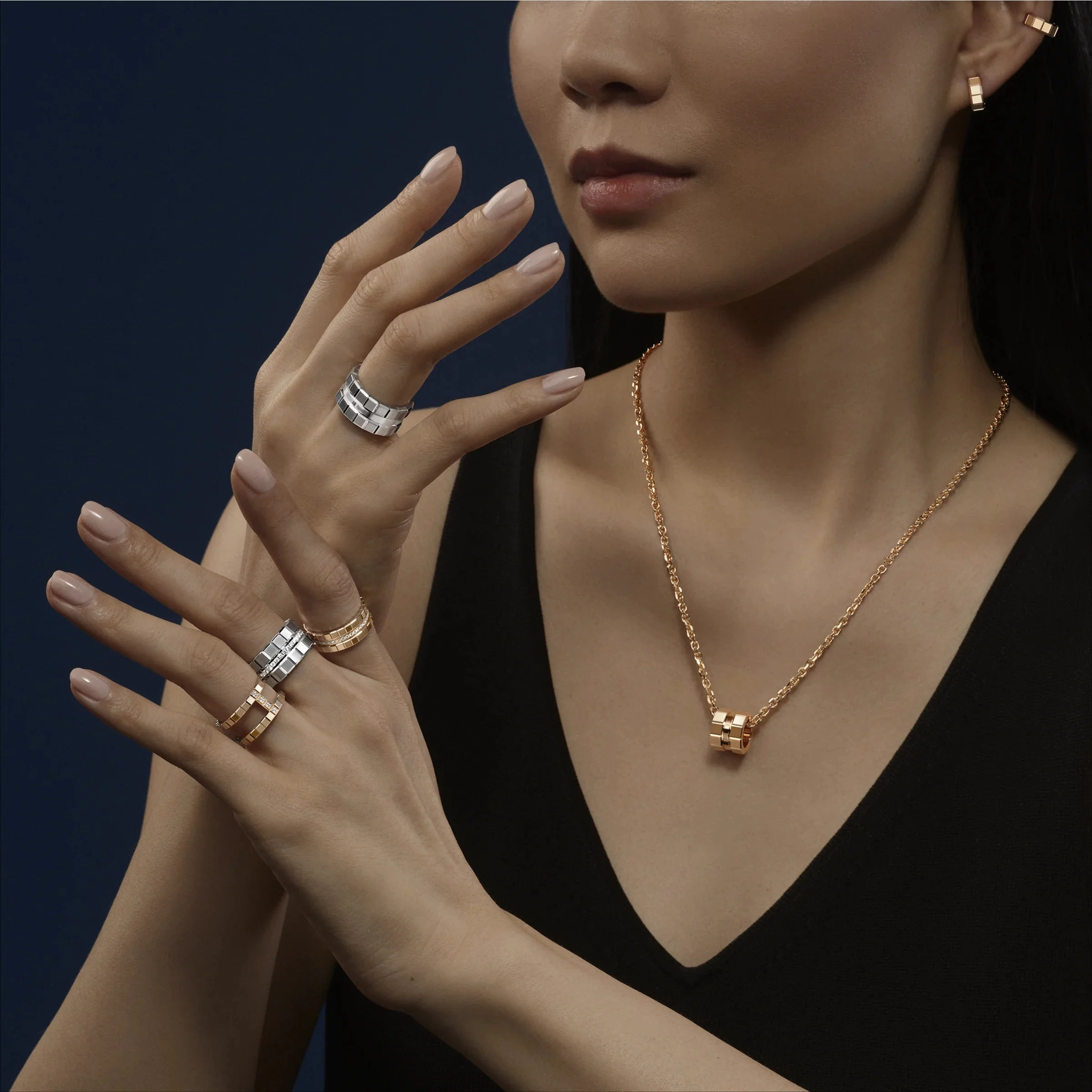 Chopard Ice Cube 18ct Rose Gold 0.04ct Diamond Ring