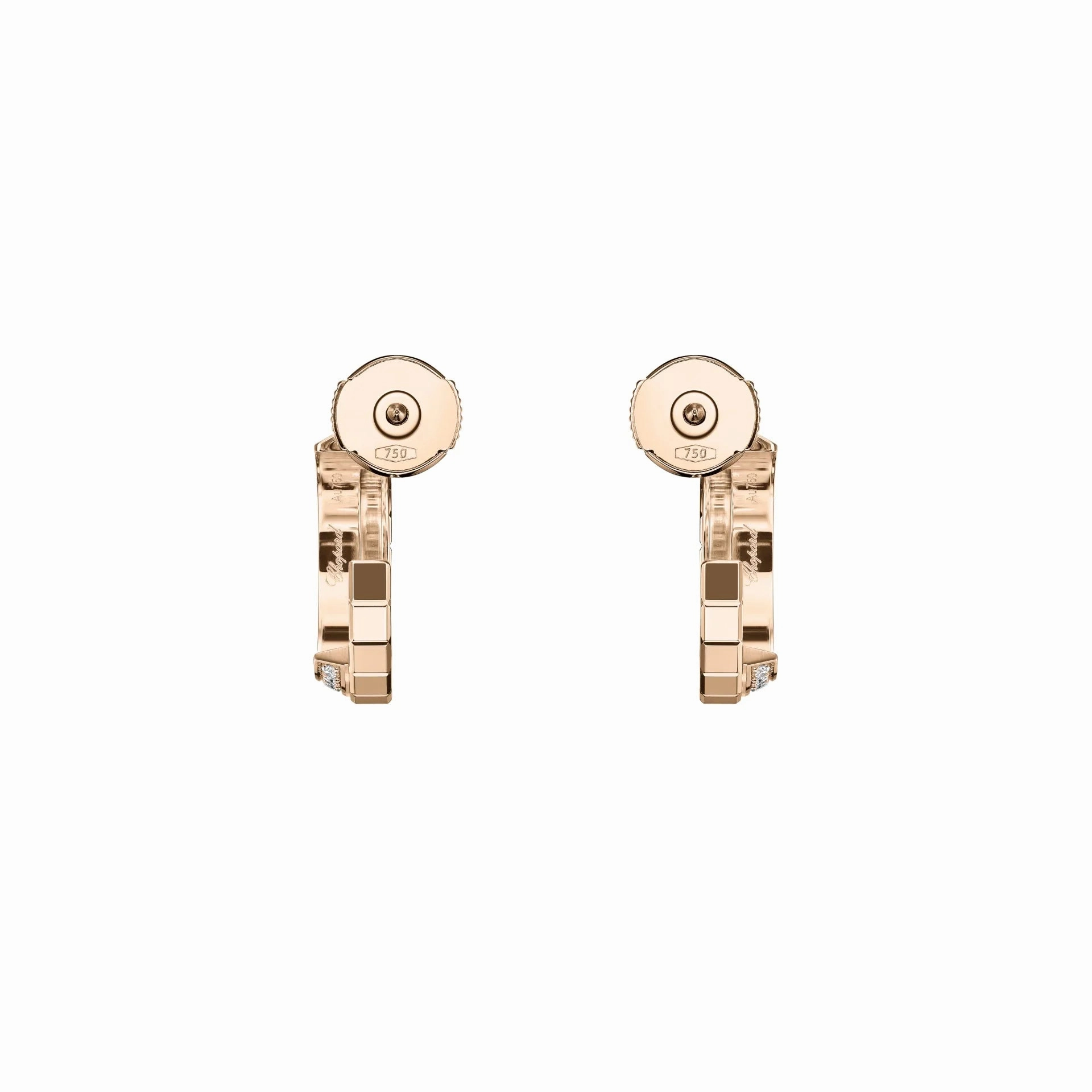 Chopard Ice Cube 18ct Rose Gold 0.24ct Diamond Hoop Earrings