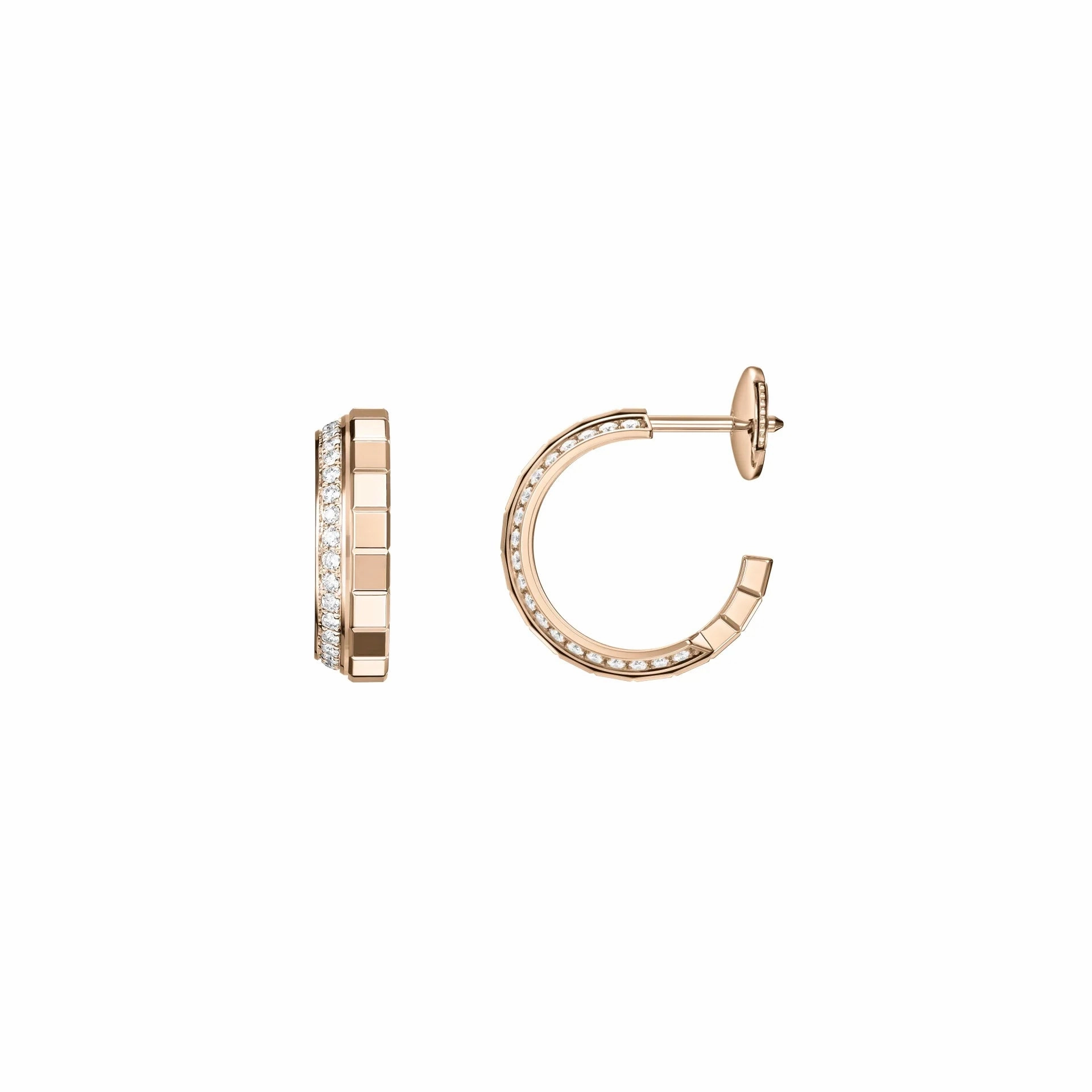 Chopard Ice Cube 18ct Rose Gold 0.24ct Diamond Hoop Earrings