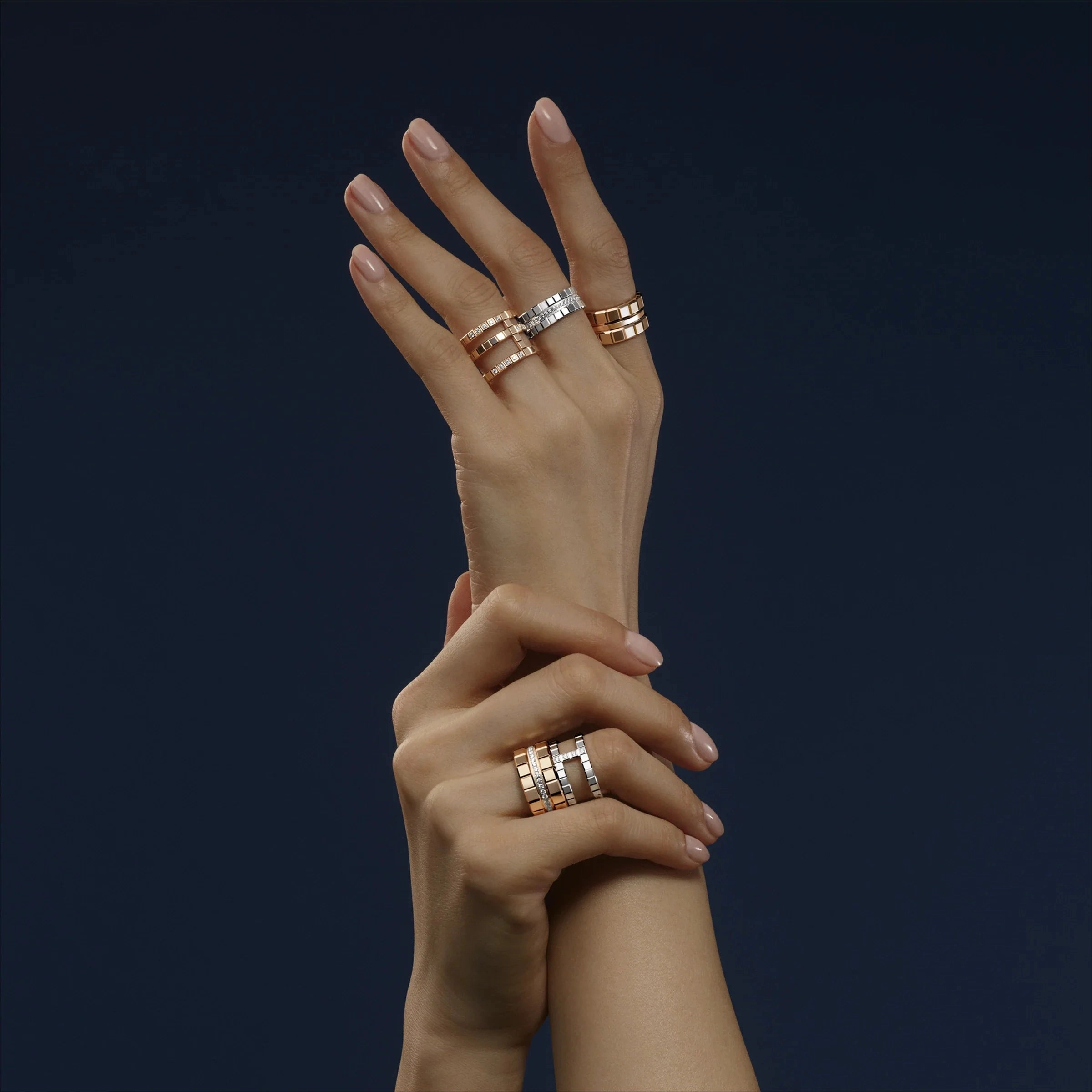Chopard Ice Cube 18ct Rose Gold Diamond Double Wide Ring
