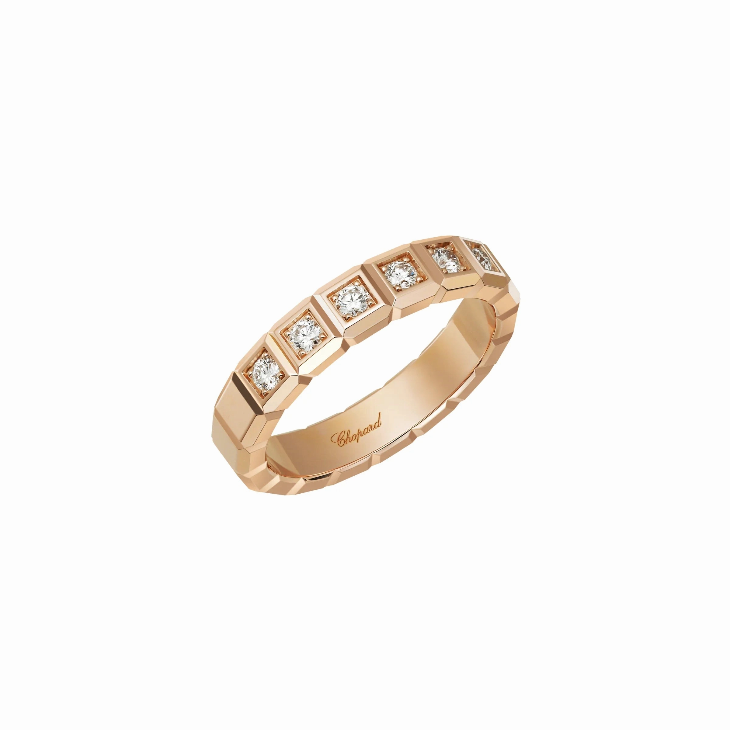 Chopard Ice Cube 18ct Rose Gold Diamond Half Set Medium Ring