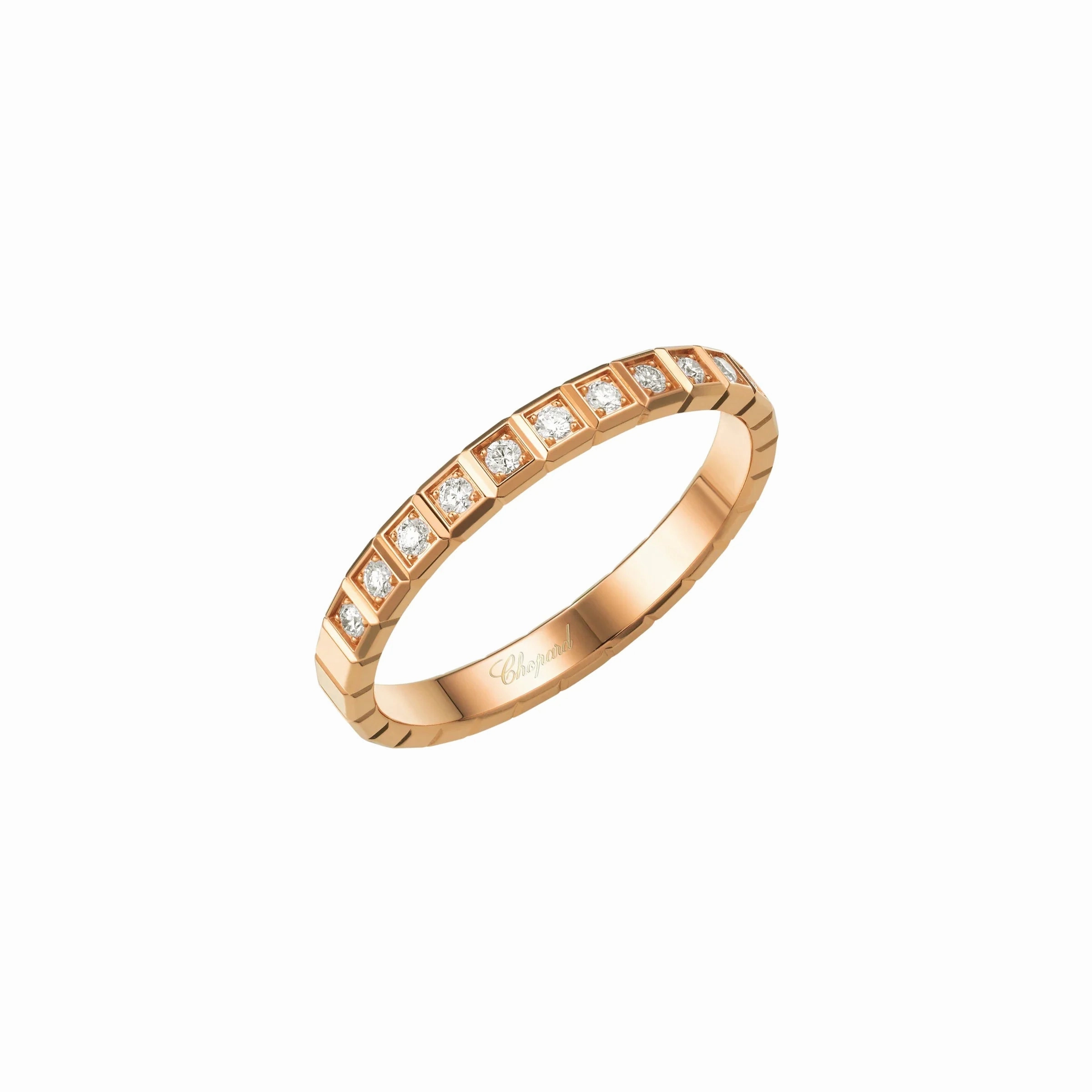 Chopard Ice Cube 18ct Rose Gold Diamond Half Set Slim Ring