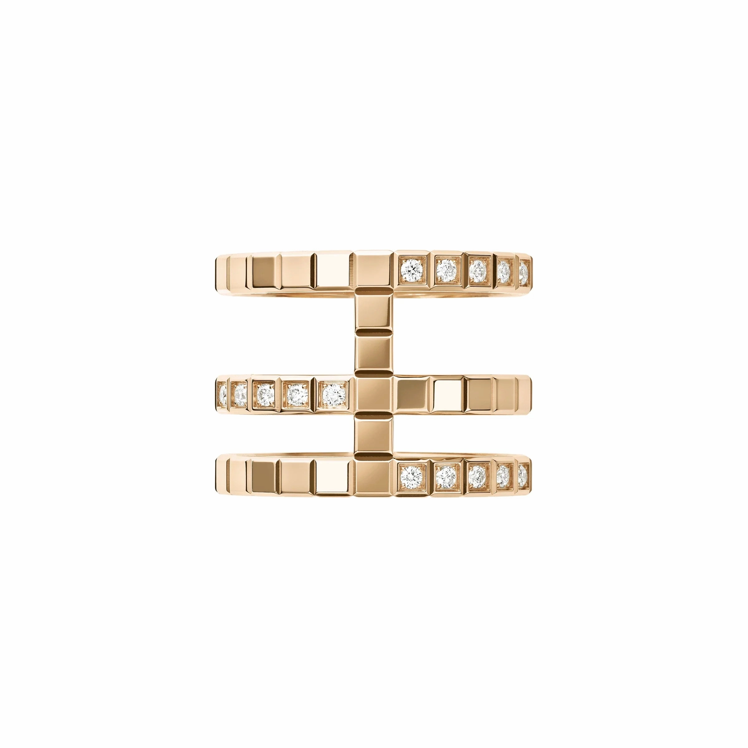 Chopard Ice Cube 18ct Rose Gold Diamond Triple Ring