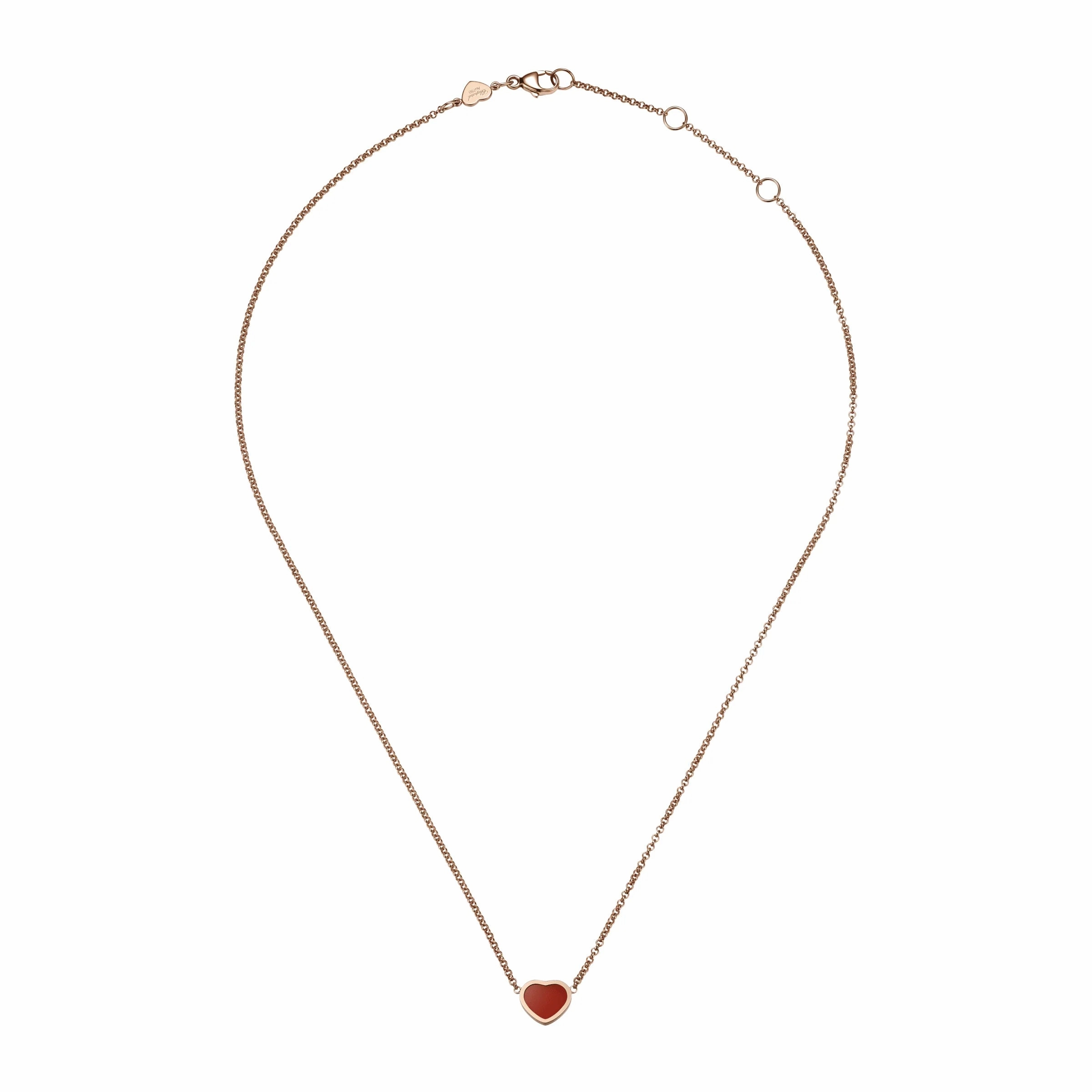 Chopard My Happy Hearts 18ct Rose Gold Carnelian Necklace