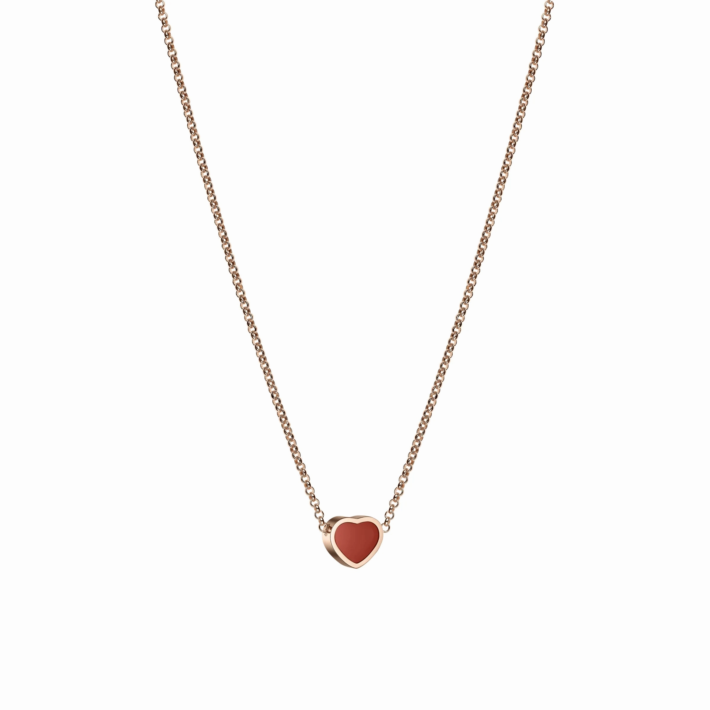 Chopard My Happy Hearts 18ct Rose Gold Carnelian Necklace