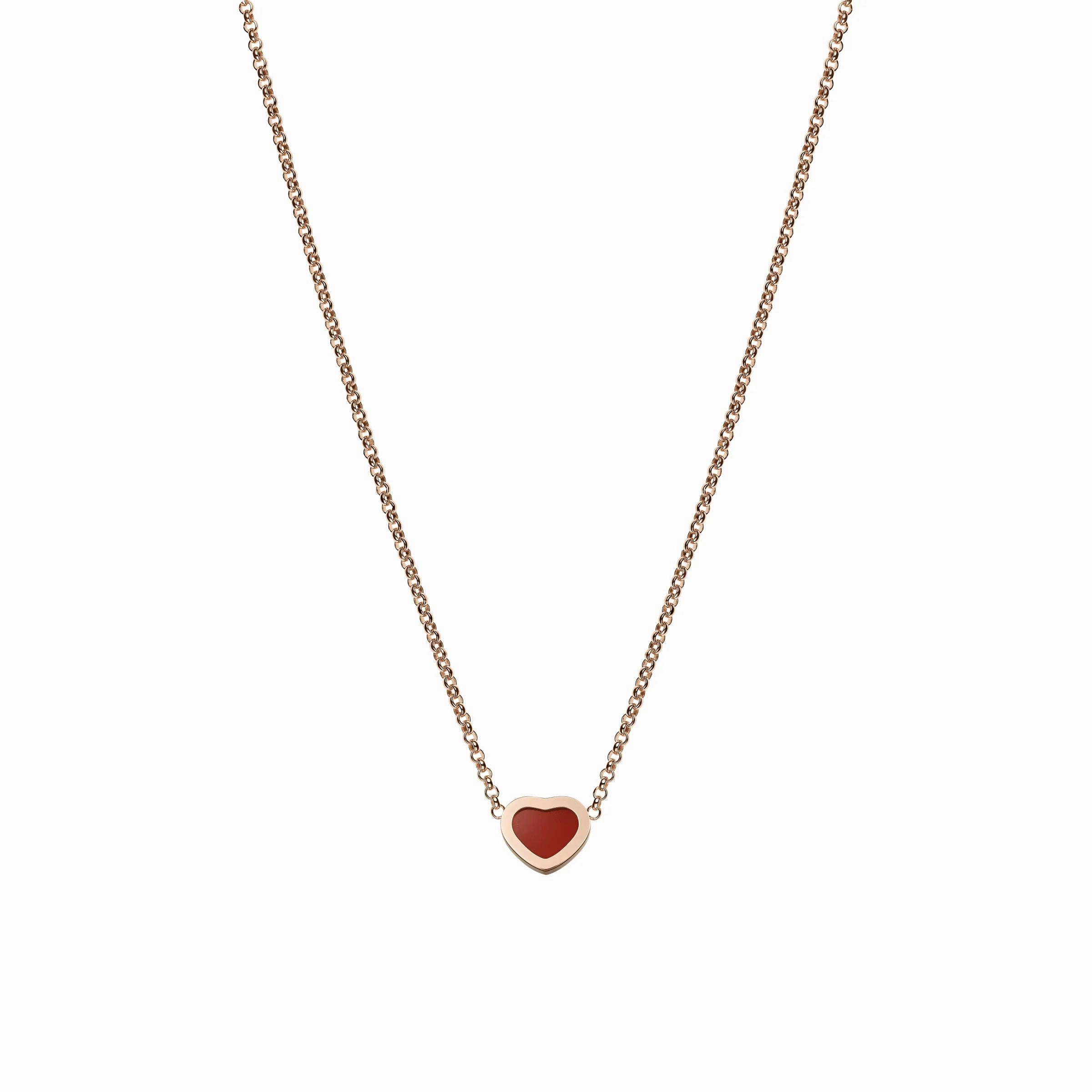 Chopard My Happy Hearts 18ct Rose Gold Carnelian Necklace