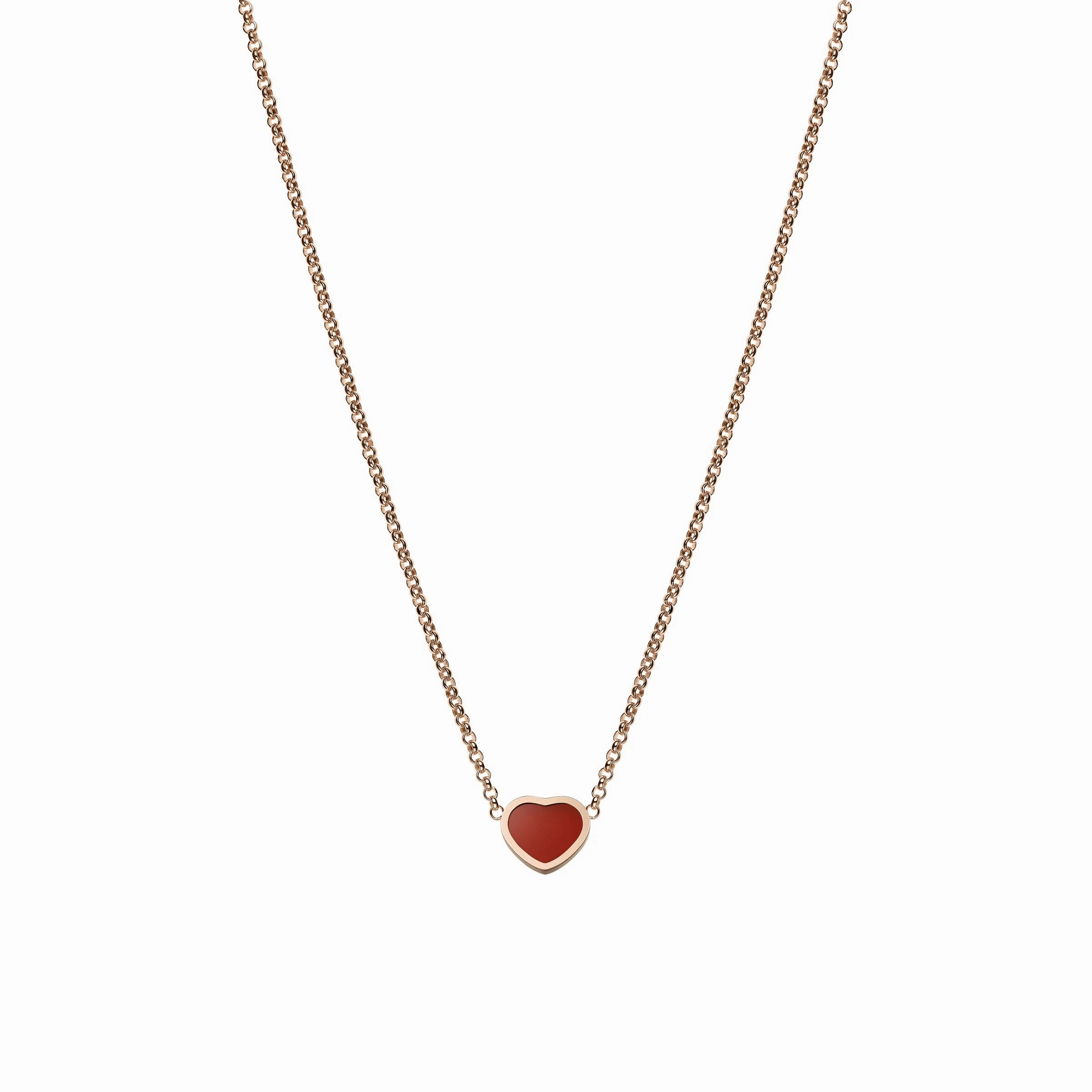 Chopard My Happy Hearts 18ct Rose Gold Carnelian Necklace