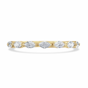 Claw Set Marquise Cut Diamond Band In 18ct Yellow Gold