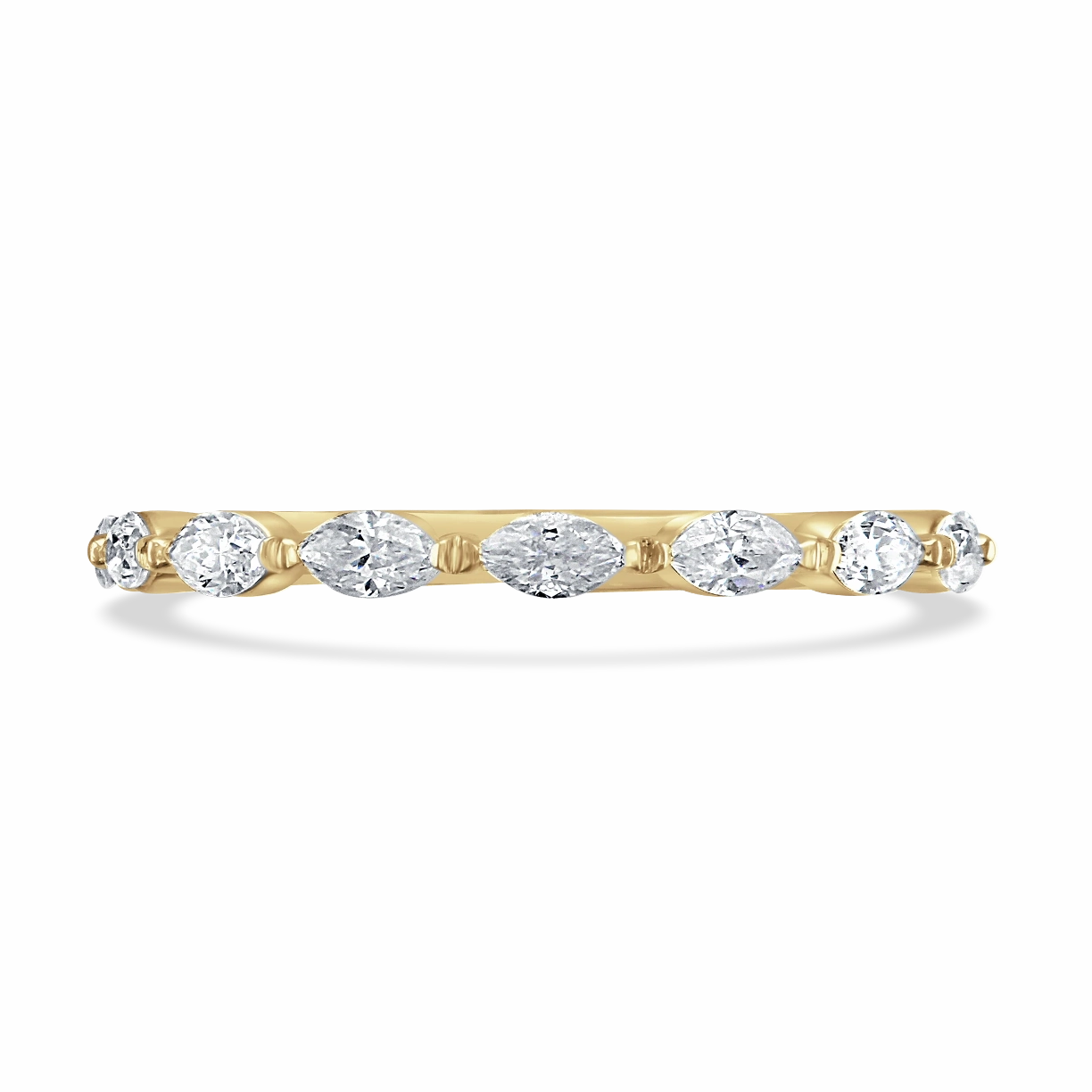 Claw Set Marquise Cut Diamond Band In 18ct Yellow Gold