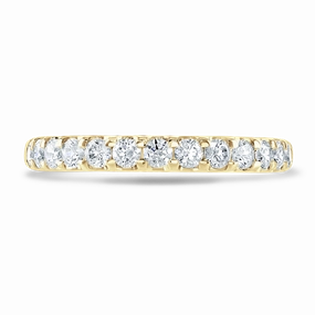 Claw Set Round Brilliant Cut Diamond Band In 18ct Yellow Gold