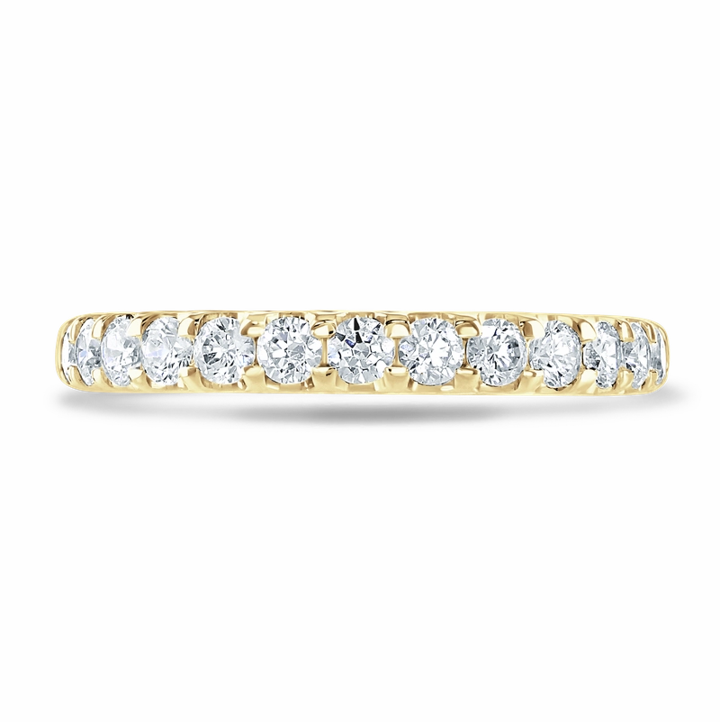 Claw Set Round Brilliant Cut Diamond Band In 18ct Yellow Gold