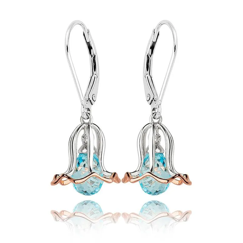 Clogau Bluebell Sterling Silver Blue Topaz Drop Earrings D