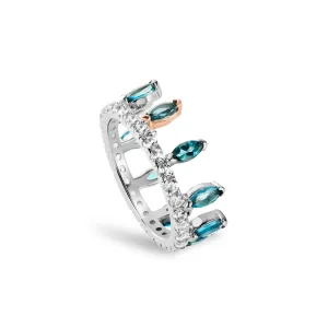 Clogau Celebration Crown Silver and London Blue Topaz Ring