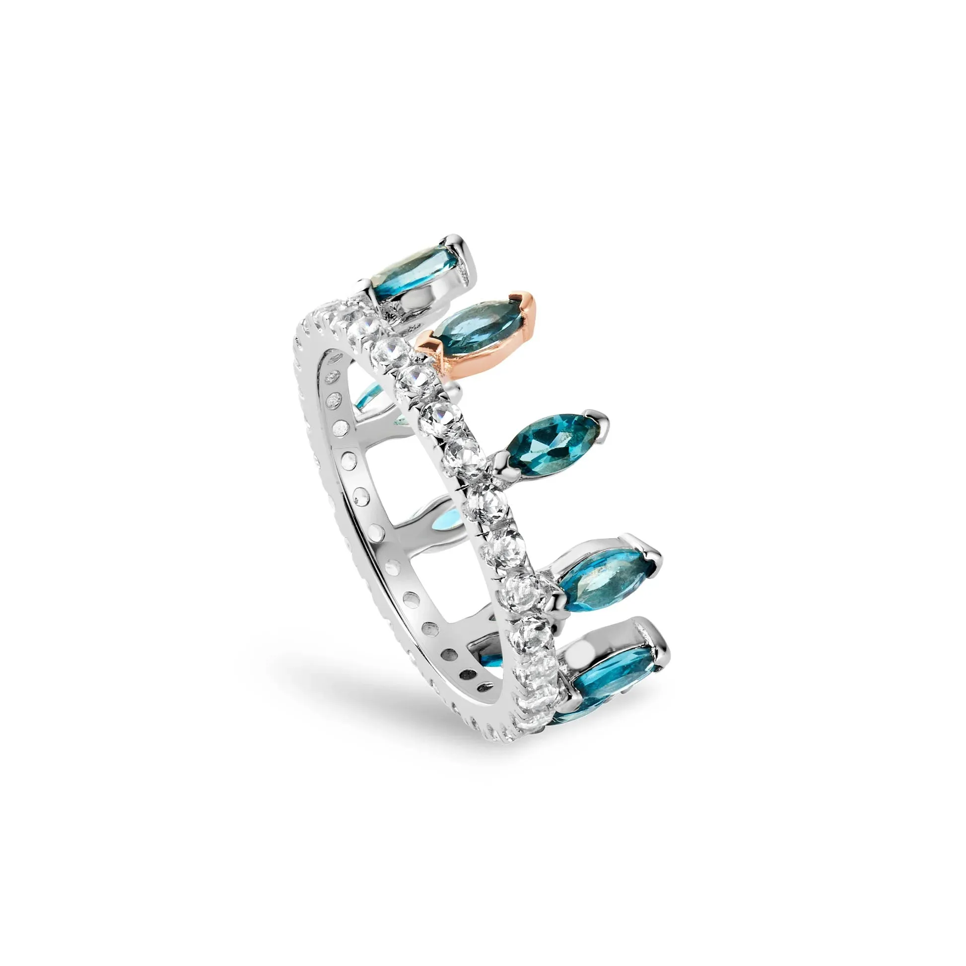 Clogau Celebration Crown Silver and London Blue Topaz Ring