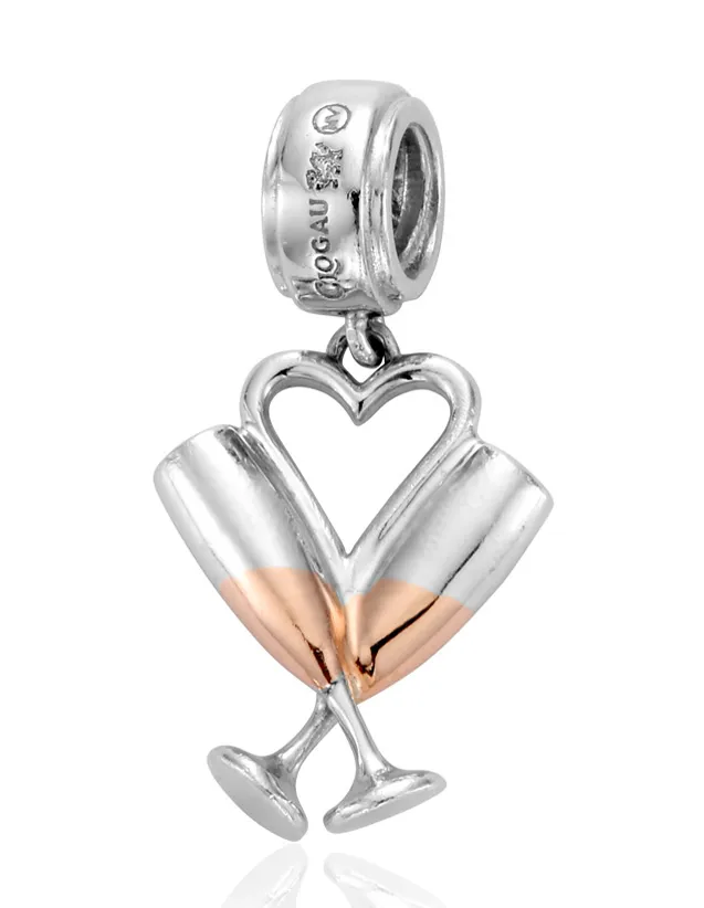Clogau Celebration Milestones Sterling Silver Champagne Flutes Charm