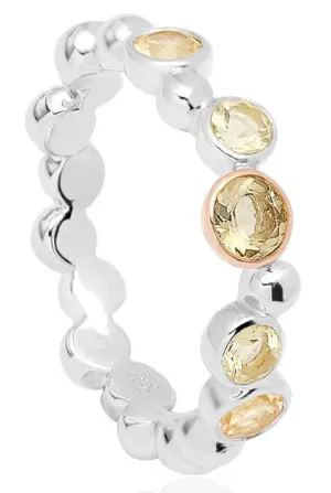 Clogau Celebration Sterling Silver Champagne Quartz Ring