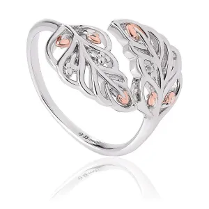 Clogau Debutante Sterling Silver Feather Ring D
