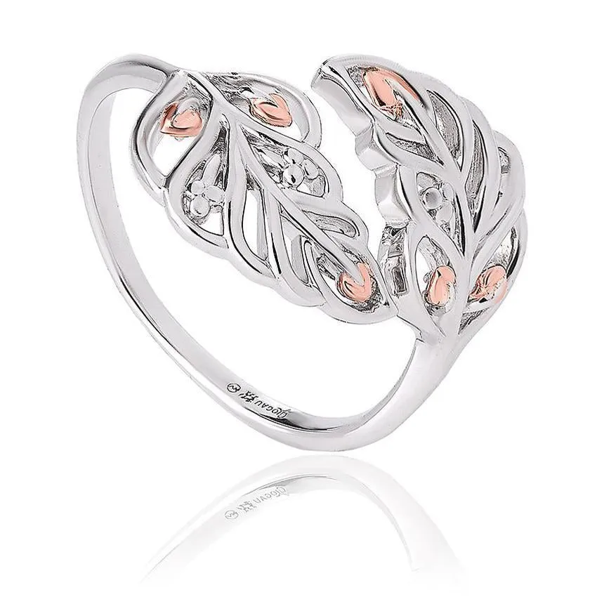 Clogau Debutante Sterling Silver Feather Ring D