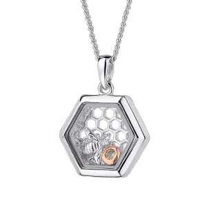 Clogau Honey Bee Sterling Silver Citrine Inner Charm Necklace