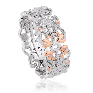 Clogau Kensington Sterling Silver 9ct Rose Gold Heart Ring D