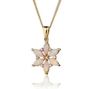 Clogau Lady Snowdon 9ct Yellow Gold Opal Flower Necklace
