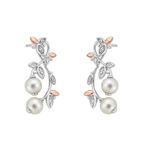 Clogau Lily Of The Valley Sterling Silver Pearl Drop Earrings D