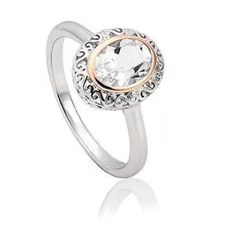 Clogau Magical Alice Sterling Silver Topaz Looking Glass Ring D