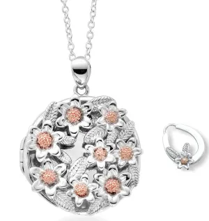 Clogau Necklace Meadow Inner Charm Silver and 9ct Rose Gold