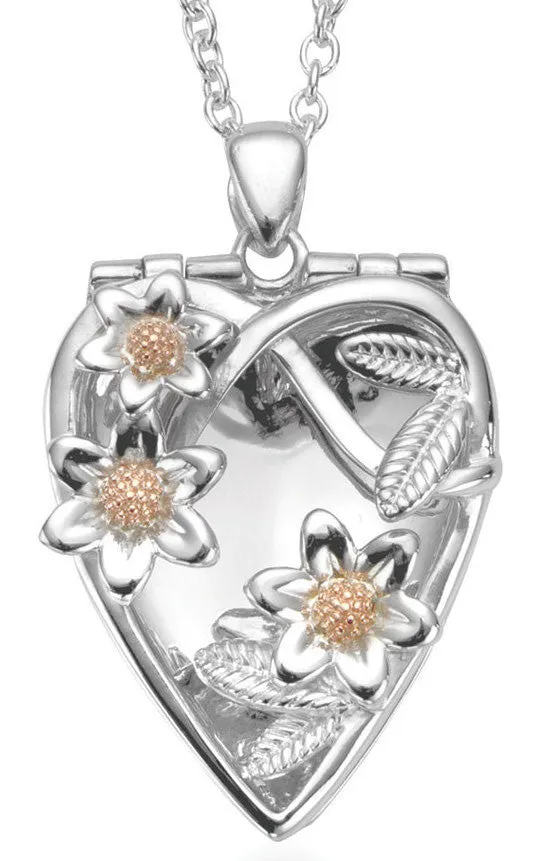 Clogau Pendant Inner Charm Heart Vine Silver Locket