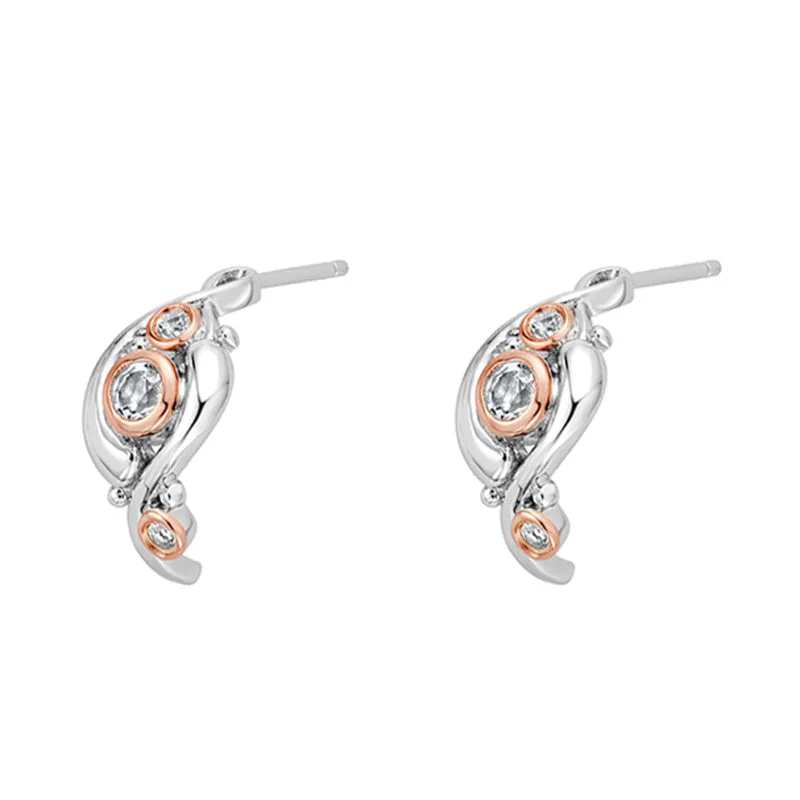 Clogau Pistyll Rhaeadr Sterling Silver Topaz Half Hoop Earrings D