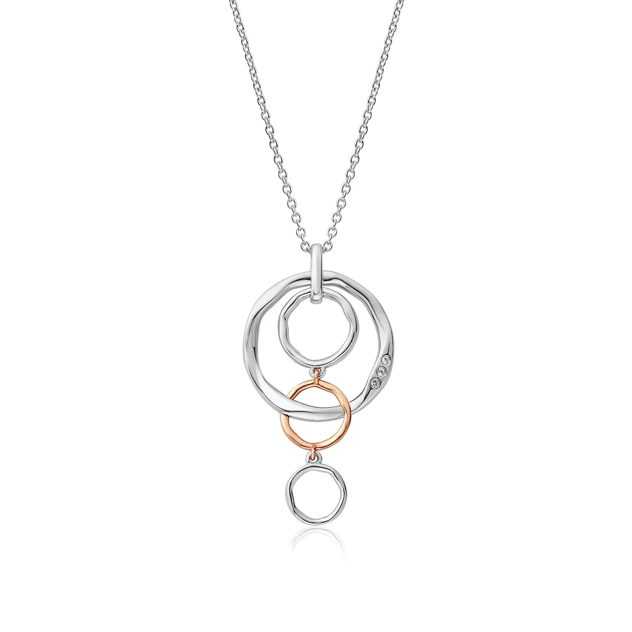 Clogau Ripples Triple Hoop Sterling Silver White Topaz Pendant D