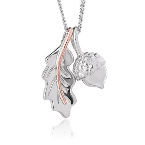 Clogau Royal Oak Sterling Silver Rose Gold Acorn Necklace