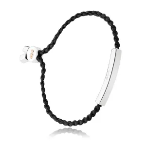 Clogau Tree of Life Insignia Sterling Silver Black Cord Friendship Bracelet