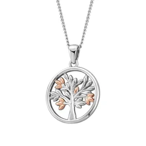 Clogau Tree of Life Sterling Silver 9ct Rose Gold Vine Circle Necklace