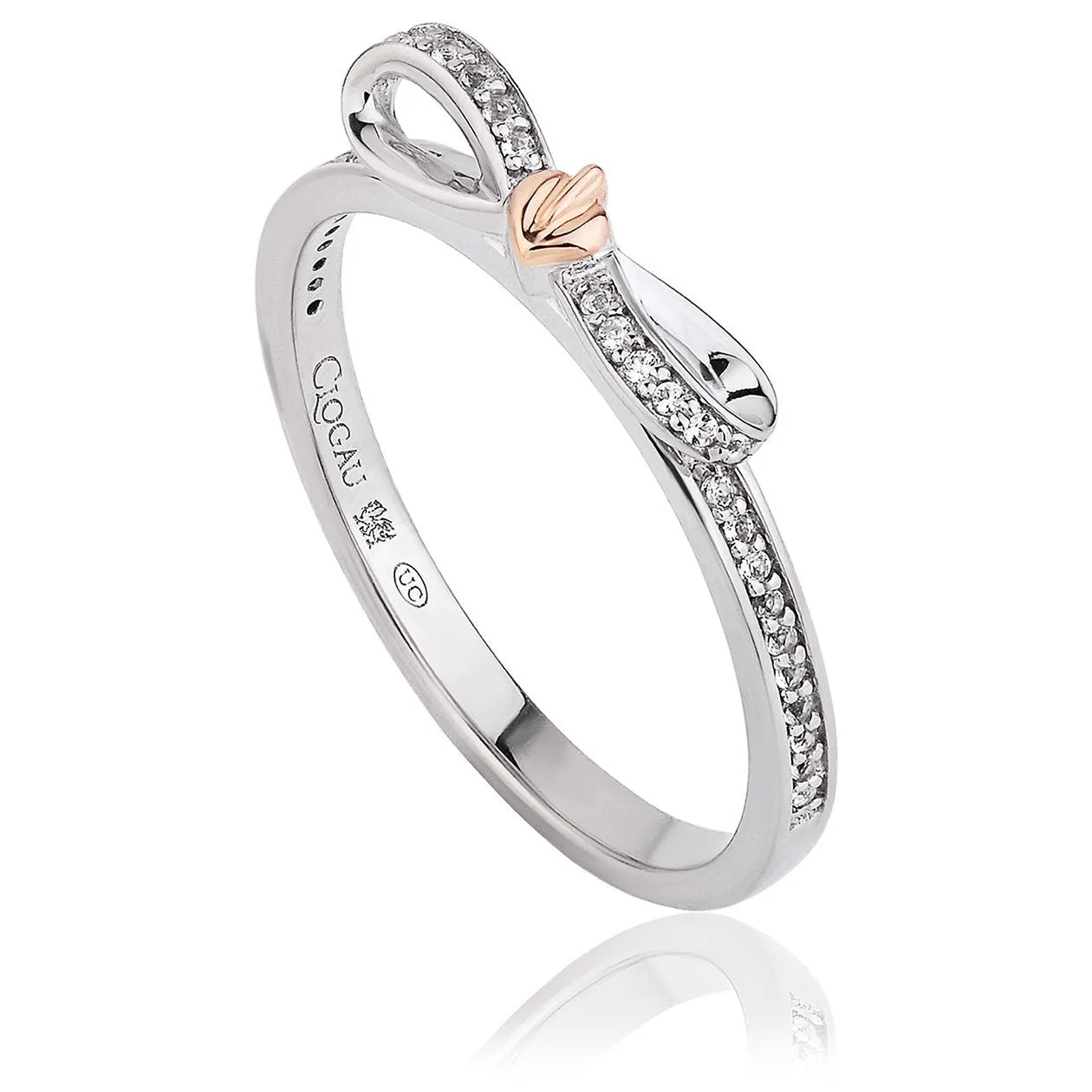 Clogau Tree Of Life Sterling Silver Rose Gold Bow Ring D